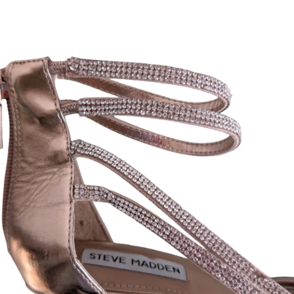 Steve Madden Sweetest Rose Gold Rhinestone Strappy Heels Size 9 - Picture 8 of 11